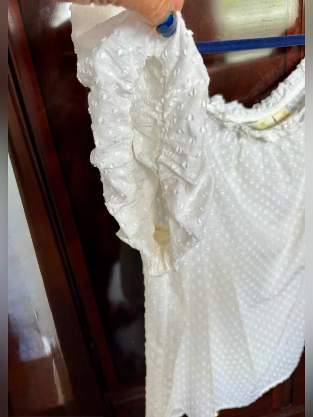 Anthropologie Maeve Sojourner Swiss Dot Off Shoulder White Top Size 12